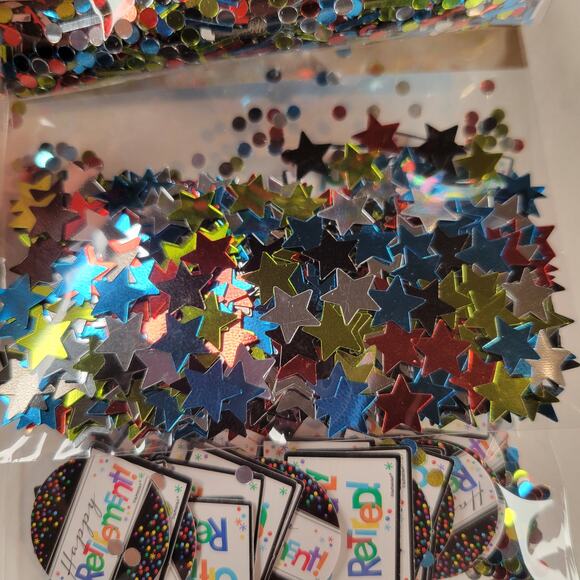 Officially Retired Party Confetti 1.2oz Stars, Dots & Signs 2 Packs Celebration - Picture 4 of 12